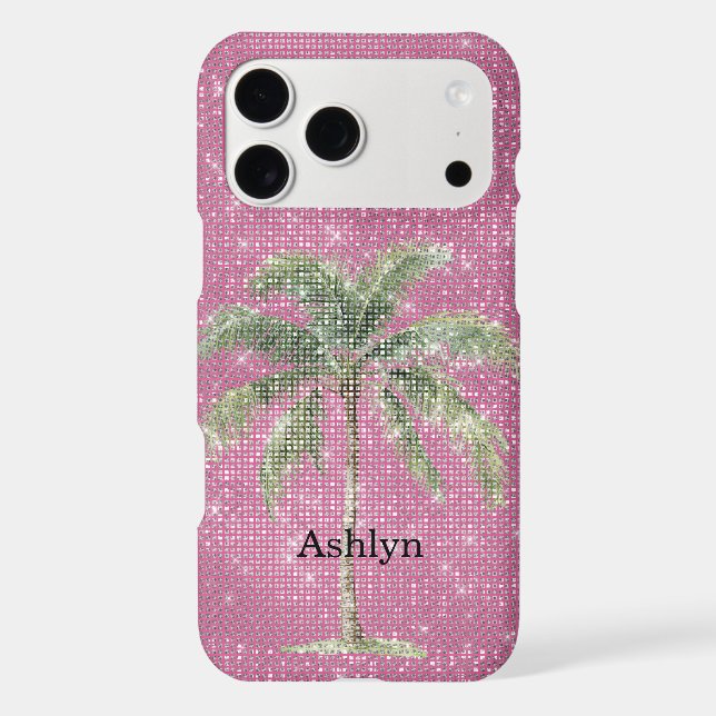 Pink Tropical Palm Tree Sparkle  (Back)
