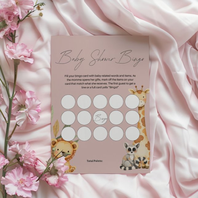 Pink Tropical Safari Animals Baby Shower game (Creator Uploaded)