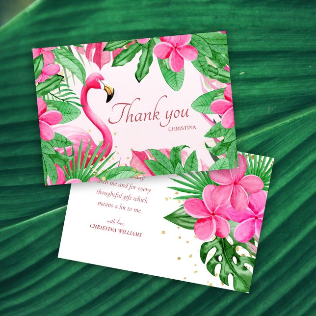 Pink Tropical Summer Bridal Shower Thank You Card (Pink Tropical Summer Bridal Shower Thank You Card)