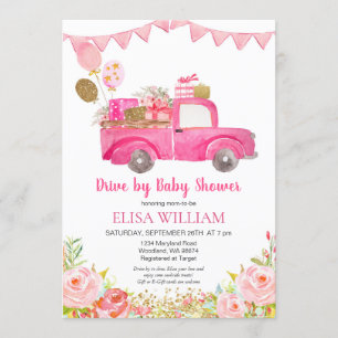 Pink Truck Drive by Shower Invitation