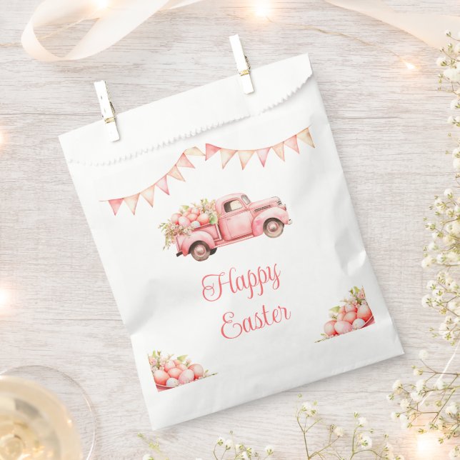 Pink Truck Easter Egg Hunt Favour Bags (Clipped)