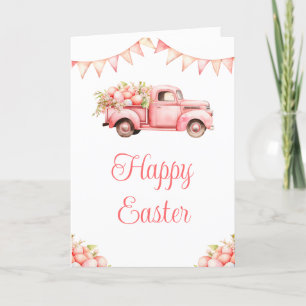 Pink Truck Easter Egg Hunt Holiday Card