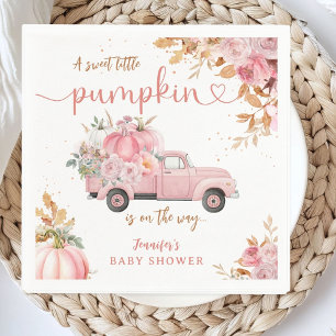 Pink Truck Pumpkin Baby Shower Fall Party Paper Napkin