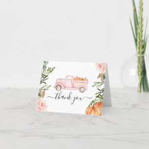 Pink Truck Pumpkin Thank You Card