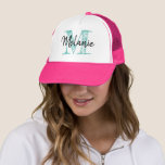 Pink trucker hat for women with vintage monogram<br><div class="desc">Pink trucker hat for women with vintage monogram. Cool typography design for girl,  sister,  mum,  wife,  wedding bride,  bridesmaids, </div>