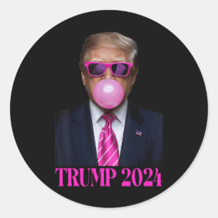 Pink Trumpbubble Gum 2024 Vote President Funny Cut Classic Round Sticker