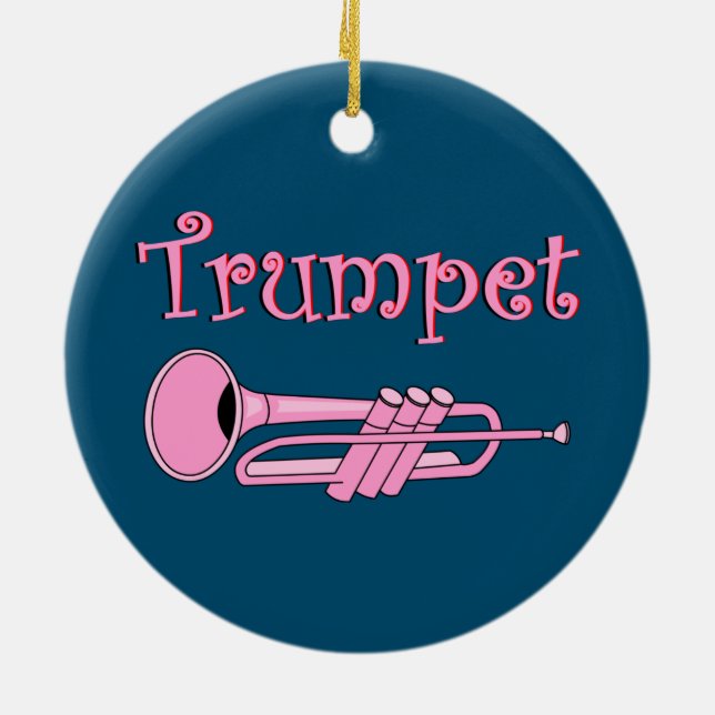 Pink Trumpet Ceramic Tree Decoration (Back)