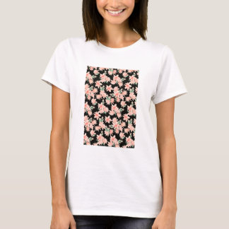 Pink Tuberose Flowers on Coffee Black Background T-Shirt