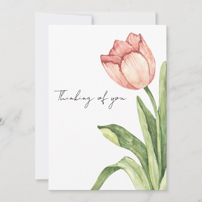 Pink Tulip Alone Invitation (Front)