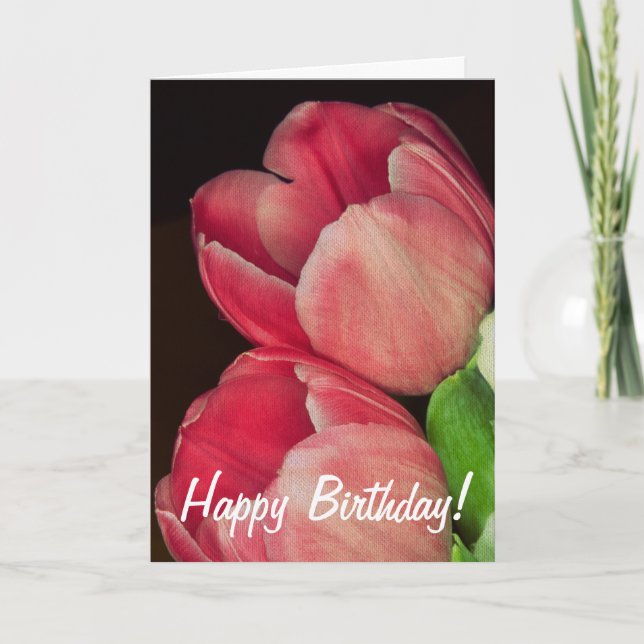 Pink Tulip Birthday card (Front)