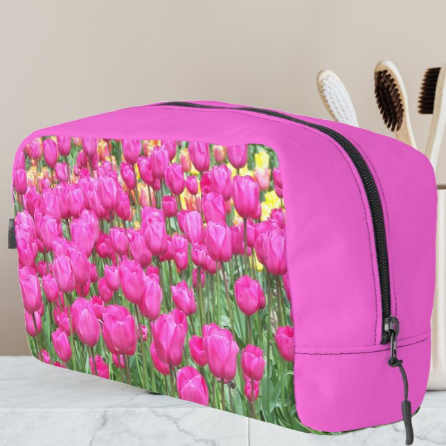 Pink Tulip Blooms Floral Dopp Kit (In Situ)