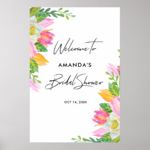 Pink Tulip Bridal Shower Welcome Sign