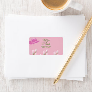 pink tulip Coastal Cowgirl Bachelorette Label