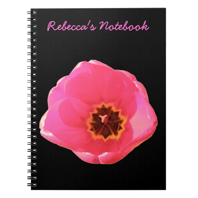 Pink Tulip Customisable Notebook (Front)