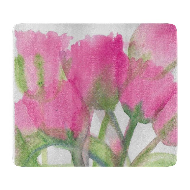 Pink Tulip Cutting Board (Front)
