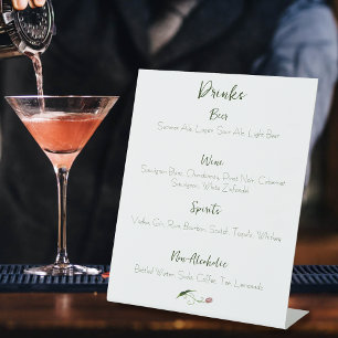 Pink Tulip Floral Drinks Menu Pedestal Sign