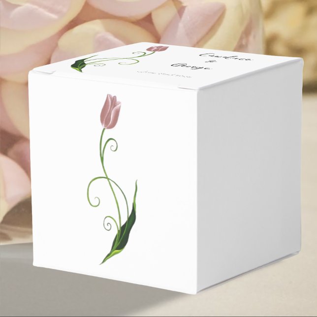 Pink Tulip Floral Favour Box (Creator Uploaded)
