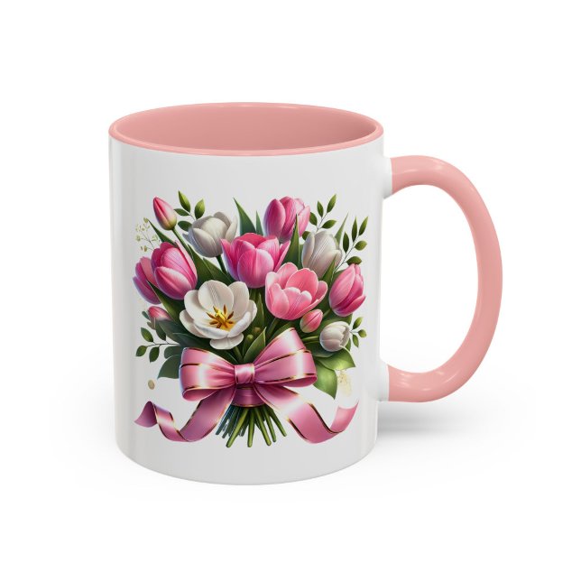 Pink Tulip Floral Mug Cute Gift (Creator Uploaded)