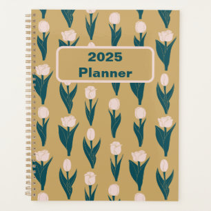 Pink Tulip Floral Pattern 2025 Planner