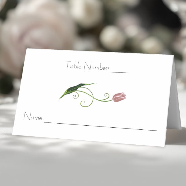 Pink Tulip Floral Place Card (Creator Uploaded)