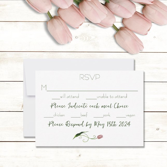 Pink Tulip Floral RSVP Card (Creator Uploaded)