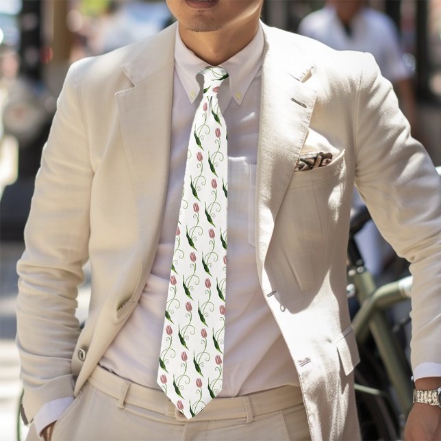 Pink Tulip Floral Tie (Creator Uploaded)