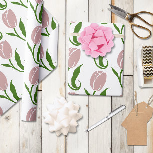 Pink Tulip Floral Wrapping Paper