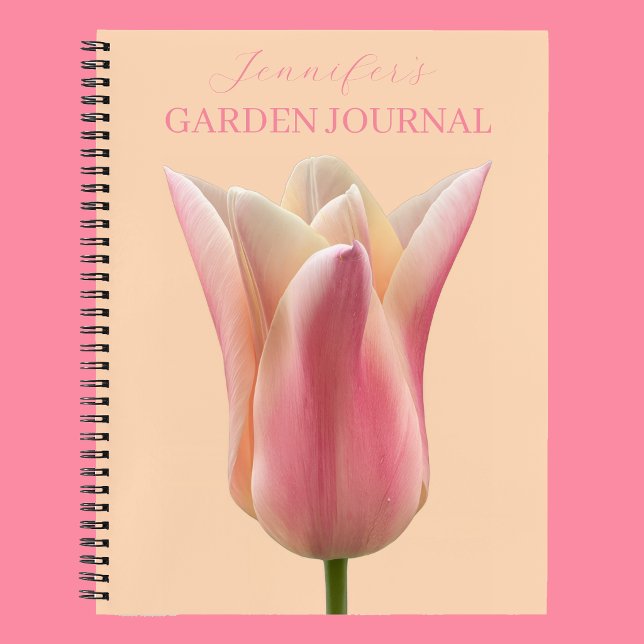 Pink Tulip Flower Garden Journal Planner Book (Creator Uploaded)