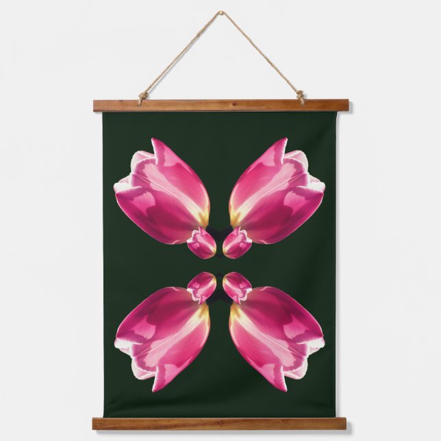 Pink Tulip Flower In Sunlight Abstract Hanging Tapestry (Front)