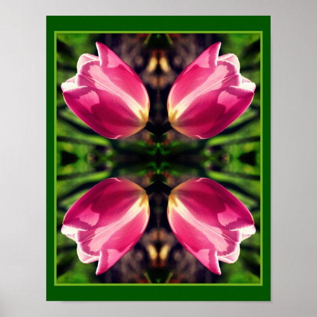 Pink Tulip Flower In Sunlight Mirror Abstract Poster (Front)