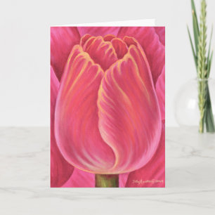 Pink Tulip Flower Nature Painting Card
