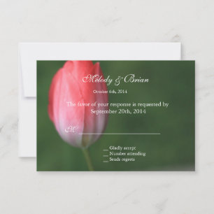 pink tulip flower rsvp card, wedding invitations. card