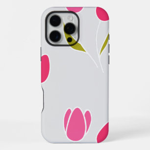 Pink Tulip Flower Seamless Pattern iPhone 16 Pro Max Case