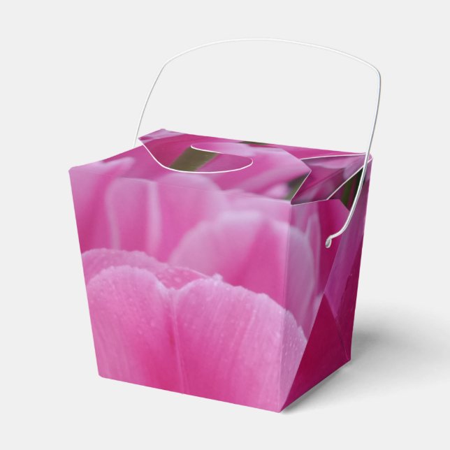 Pink Tulip Flower Take Out Favour Box (Front Side)