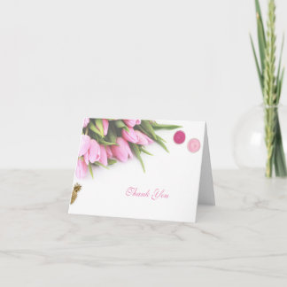 Pink tulip flower thankyou personalised notecards