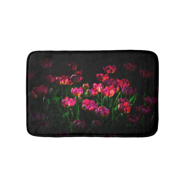 Pink tulip flowers bath mat (Front)