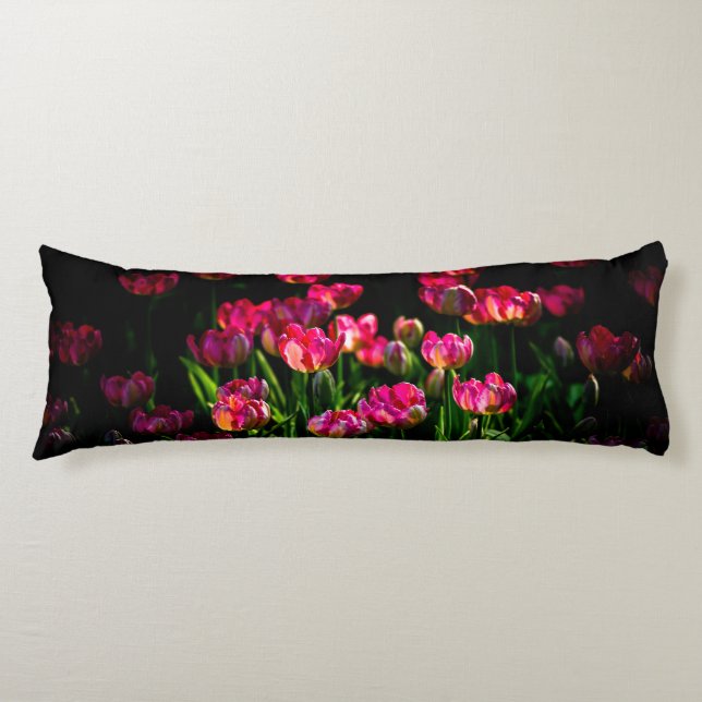 Pink tulip flowers body cushion (Front)
