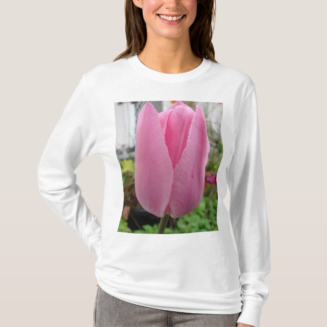 Pink Tulip Flowers Floral Tulips Garden T Shirt (Front)