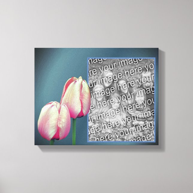 Pink Tulip Flowers Frame Create Your Own Photo Canvas Print (Front)