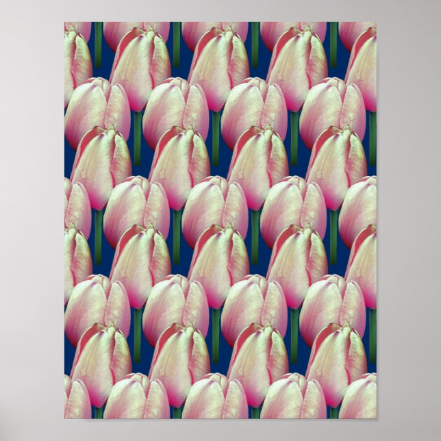 Pink Tulip Flowers Pattern Poster (Front)