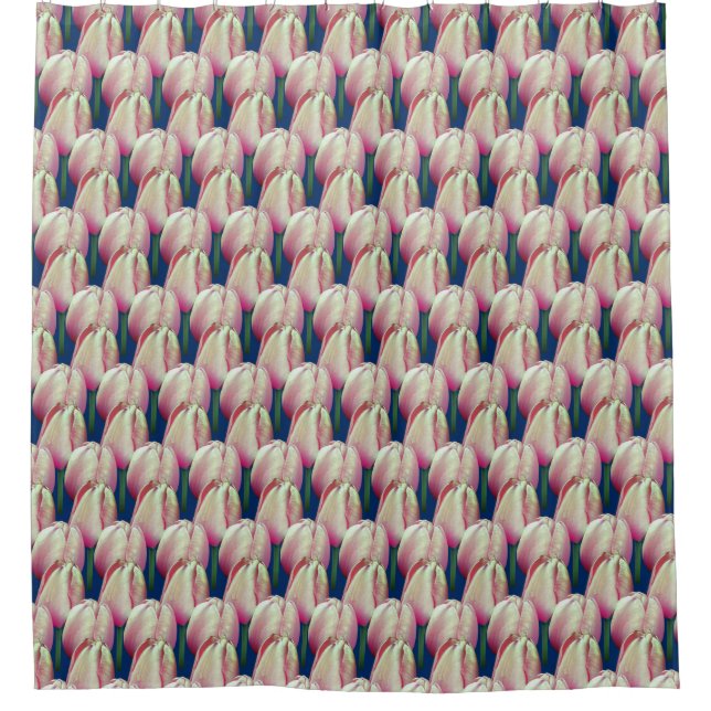 Pink Tulip Flowers Pattern Shower Curtain (Front)