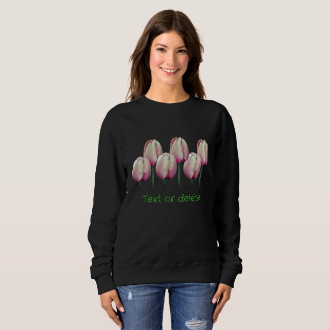 Pink Tulip Flowers Personalised  Sweatshirt (Front Full)