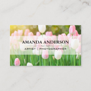 Pink Tulip Flowers   Photographer   Artist Business Card
