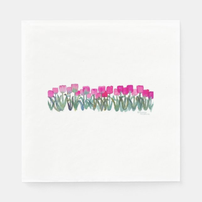 Pink Tulip Grove Luncheon Napkins (Front)