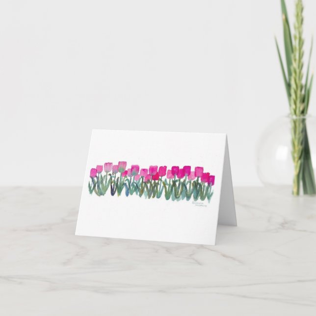 Pink Tulip Grove Note Card (Front)