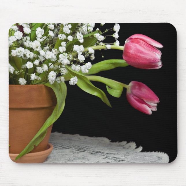 Pink Tulip Mouse Pad (Front)