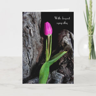 pink tulip on driftwood sympathy card