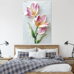 Pink Tulip Pair Texture Abstract Wall Art