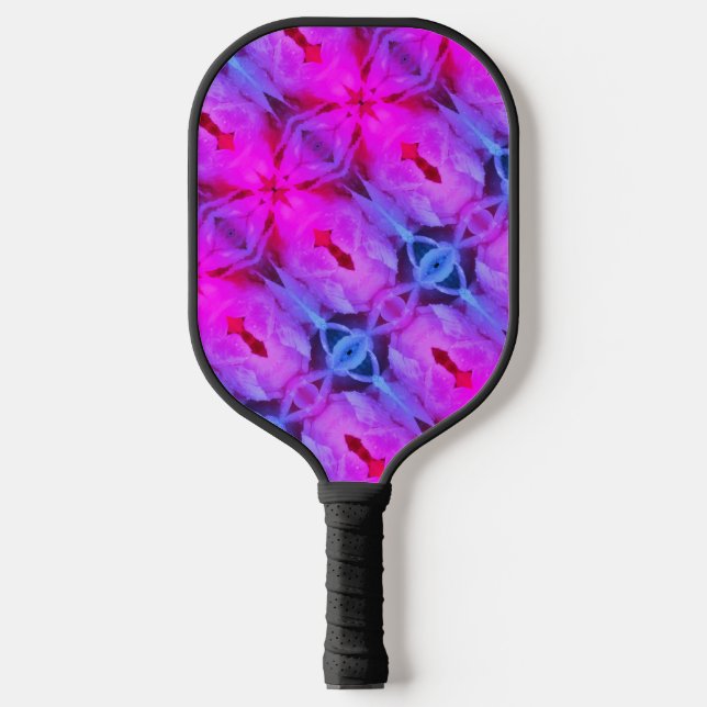 Pink Tulip Pattern X Miami Pickleball Paddle (Front)
