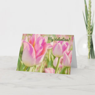 Pink Tulip Pink Flower Valentine Card